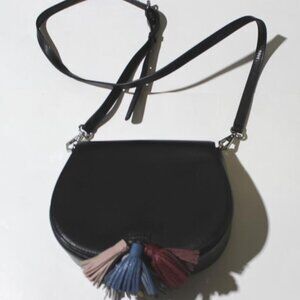Rebecca Minkoff Black Leather Purse Bag w Tassels Crossbody Adjustable Strap